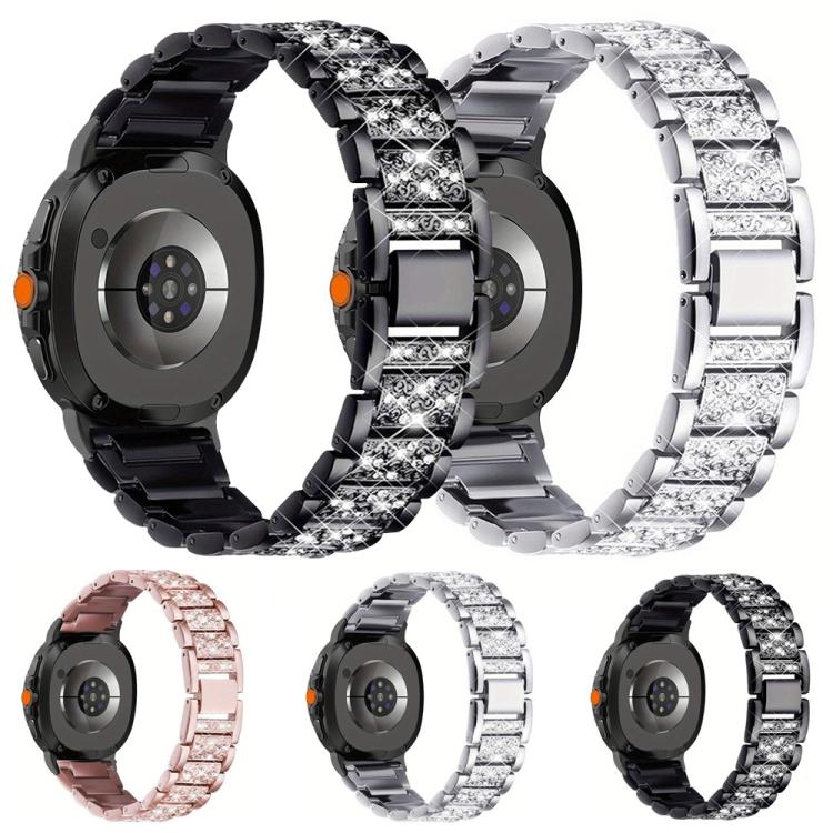 For Samsung Galaxy Watch8 / Watch8 Classic Triple Beads Diamond Metal Watch Band