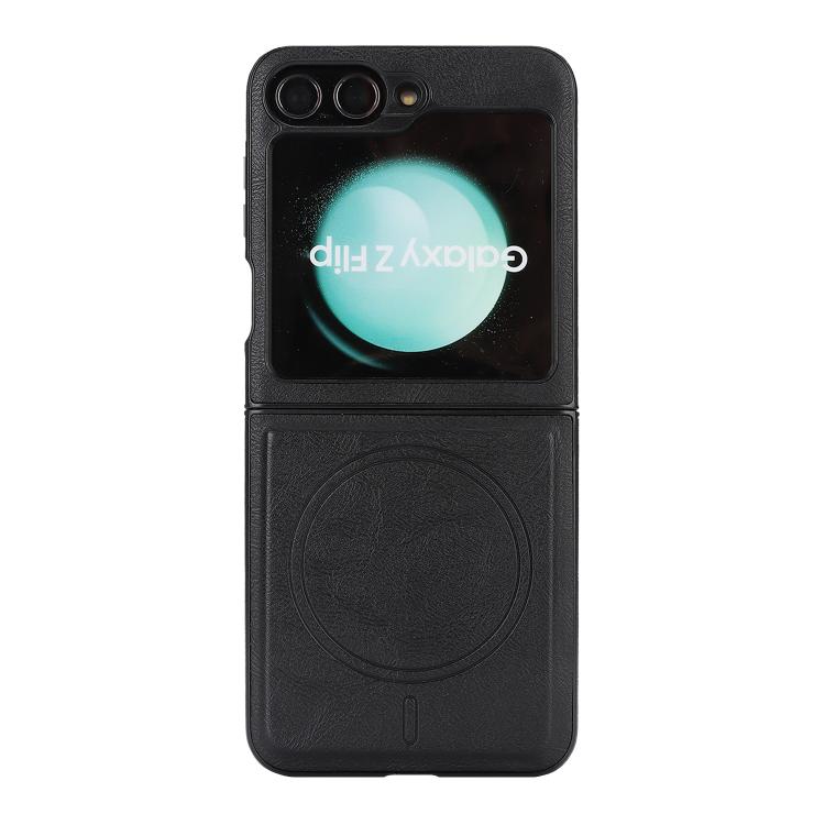For Samsung Galaxy Z Flip7 FE / Flip6 Kalebol Strong Magnetic MagSafe 2-Fold Ring Magnetic Card Case Leather Side Sticker Phone Case