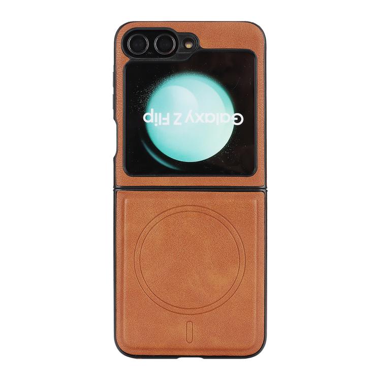 For Samsung Galaxy Z Flip7 FE / Flip6 Kalebol Strong Magnetic MagSafe 2-Fold Ring Magnetic Card Case Leather Side Sticker Phone Case
