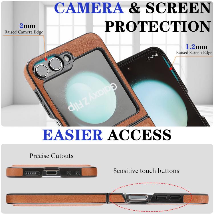 For Samsung Galaxy Z Flip7 FE / Flip6 Kalebol Strong Magnetic MagSafe 2-Fold Ring Magnetic Card Case Leather Side Sticker Phone Case