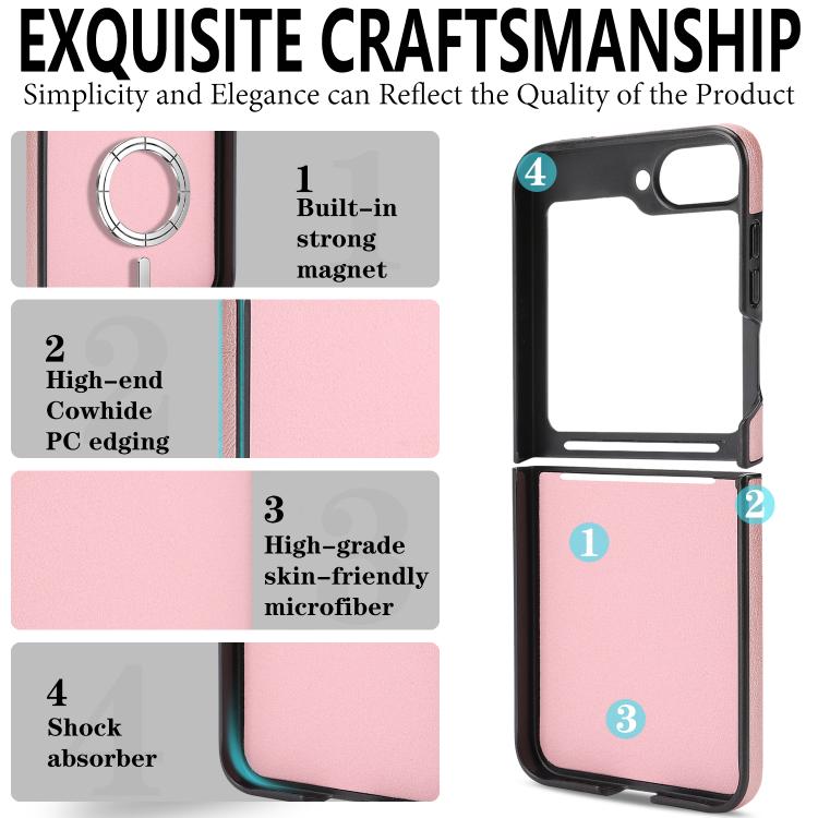 For Samsung Galaxy Z Flip7 FE / Flip6 Kalebol Strong Magnetic MagSafe 2-Fold Ring Magnetic Card Case Leather Side Sticker Phone Case