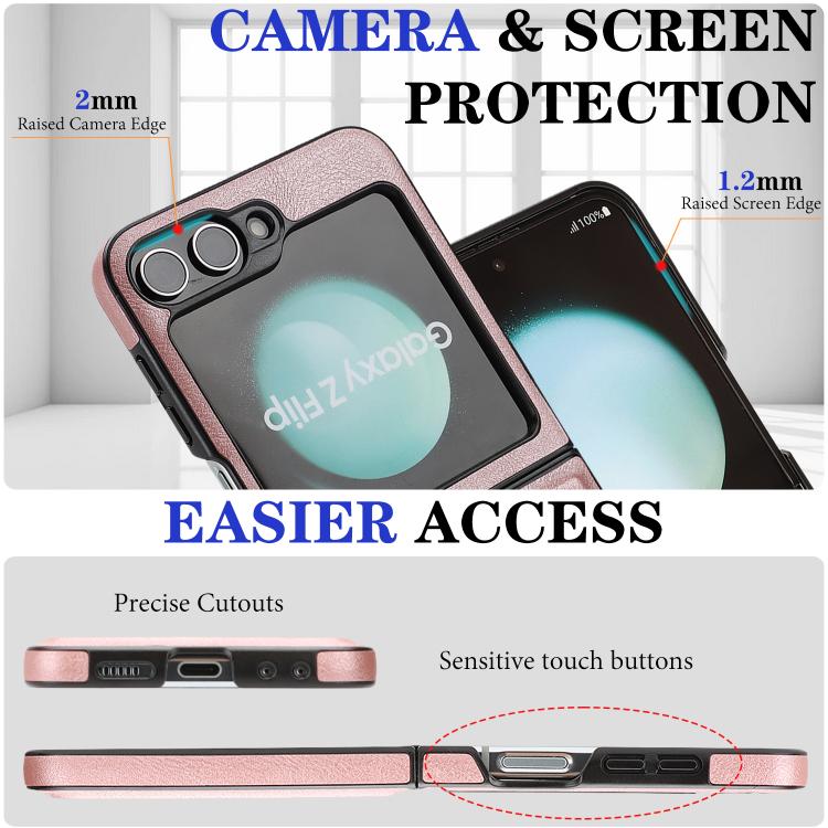 For Samsung Galaxy Z Flip7 FE / Flip6 Kalebol Strong Magnetic MagSafe 2-Fold Ring Magnetic Card Case Leather Side Sticker Phone Case