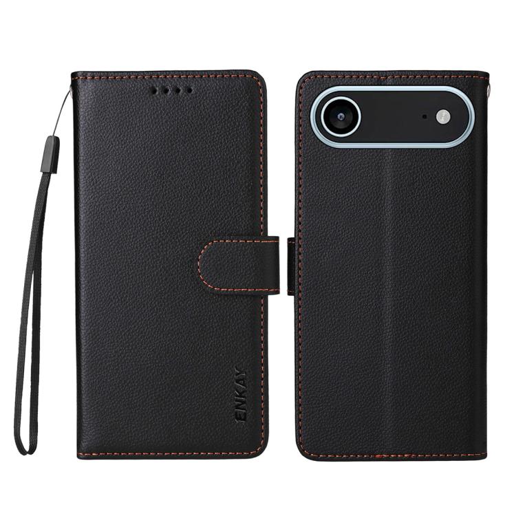 For iPhone Air ENKAY RFID Blocking Wallet Kickstand Litchi Texture Leather Phone Case