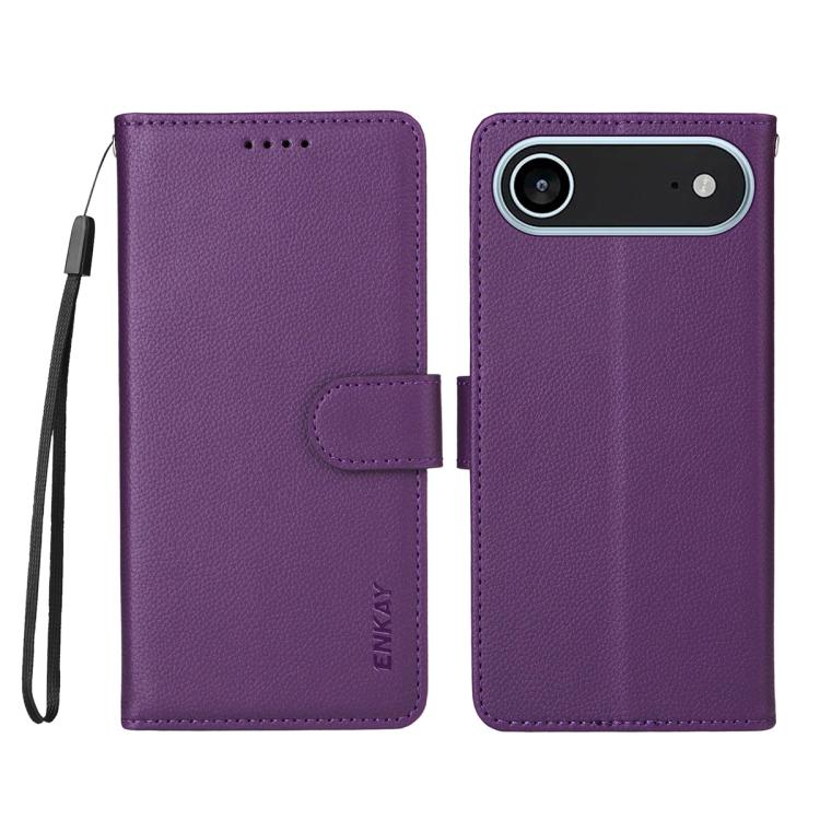 For iPhone Air ENKAY RFID Blocking Wallet Kickstand Litchi Texture Leather Phone Case