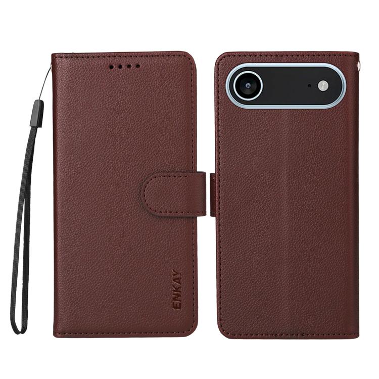 For iPhone Air ENKAY RFID Blocking Wallet Kickstand Litchi Texture Leather Phone Case