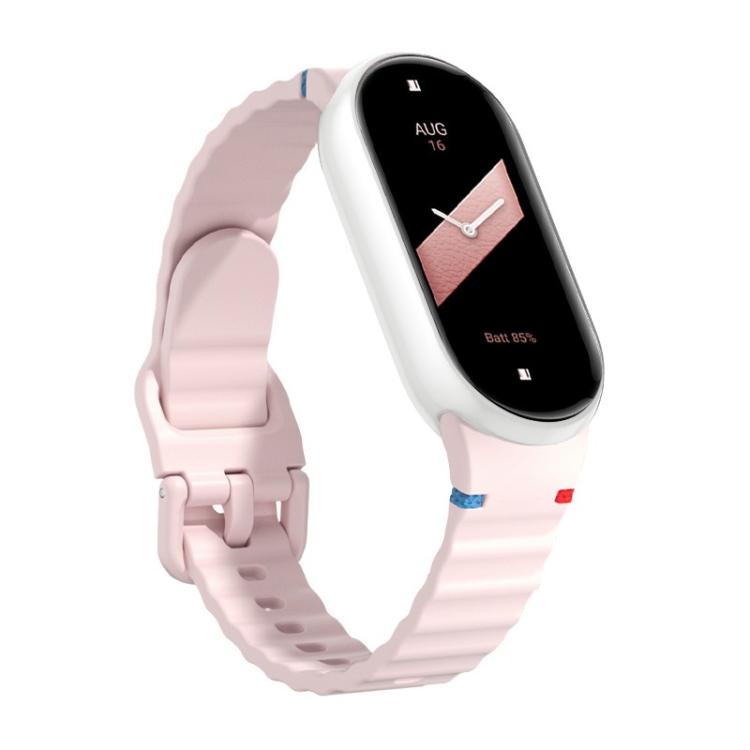 For Xiaomi Smart Band 10 / 9 / 8 Wavy Grain Stitched Silicone Watch Band