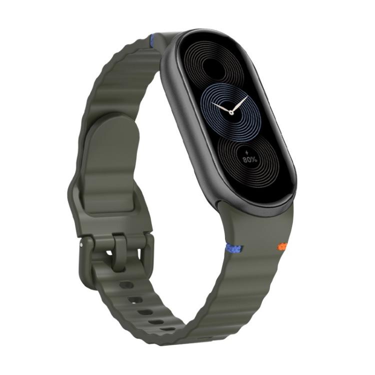 For Xiaomi Smart Band 10 / 9 / 8 Wavy Grain Stitched Silicone Watch Band
