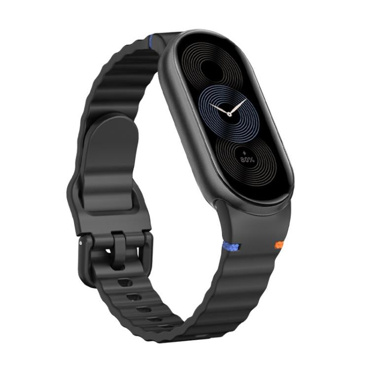 For Xiaomi Smart Band 10 / 9 / 8 Wavy Grain Stitched Silicone Watch Band