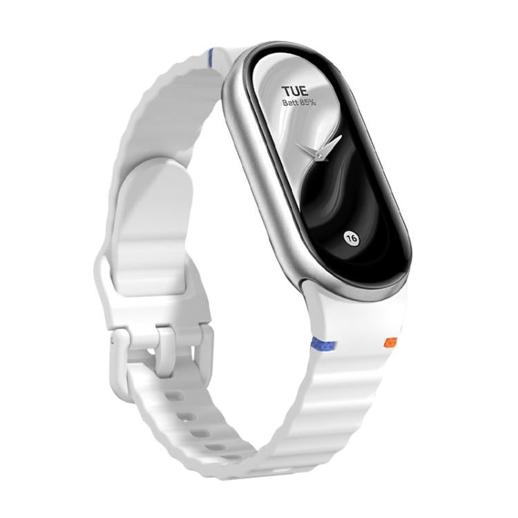 For Xiaomi Smart Band 10 / 9 / 8 Wavy Grain Stitched Silicone Watch Band