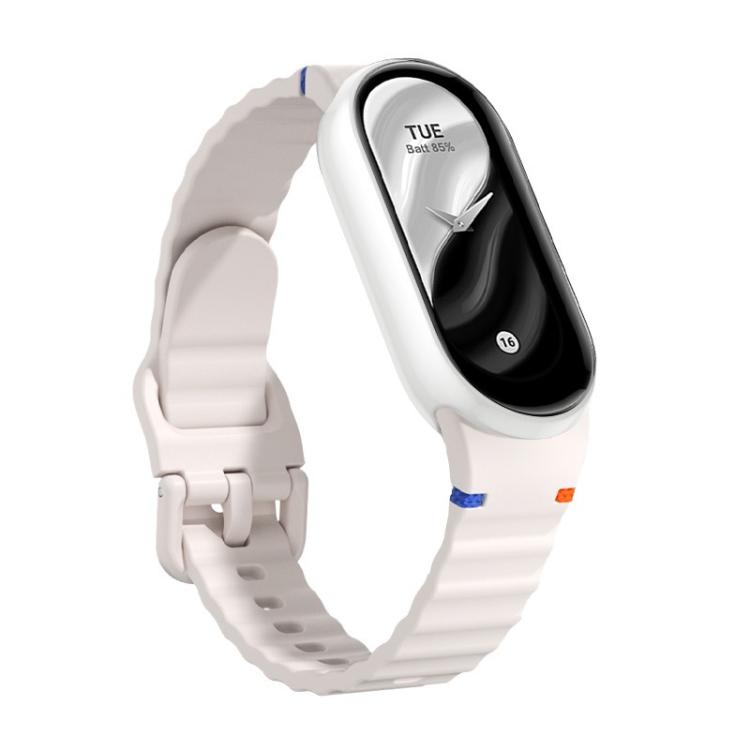 For Xiaomi Smart Band 10 / 9 / 8 Wavy Grain Stitched Silicone Watch Band