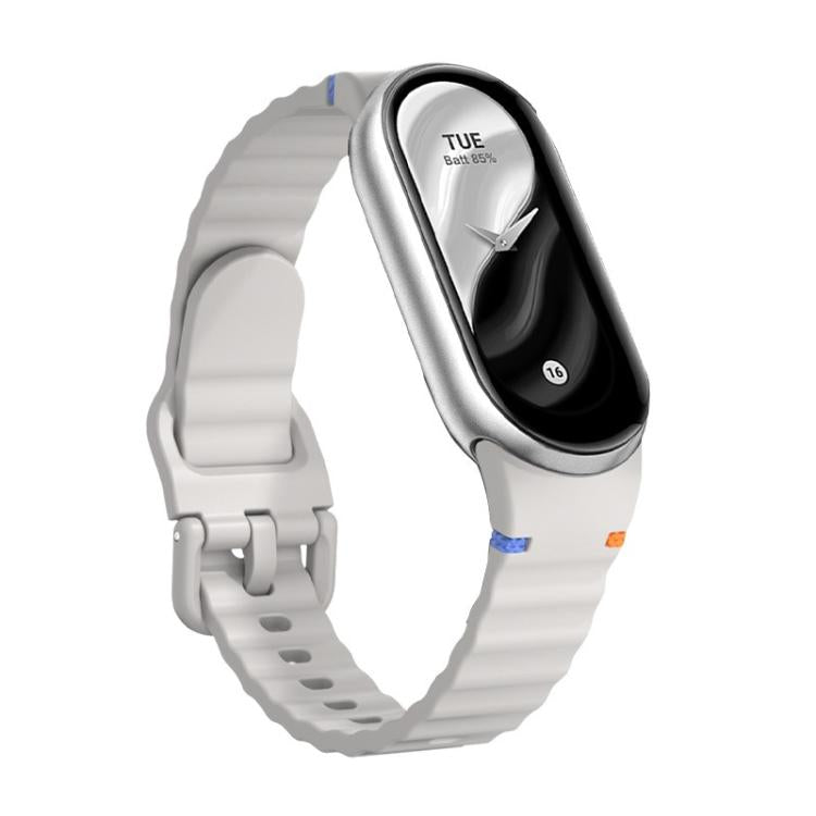 For Xiaomi Smart Band 10 / 9 / 8 Wavy Grain Stitched Silicone Watch Band