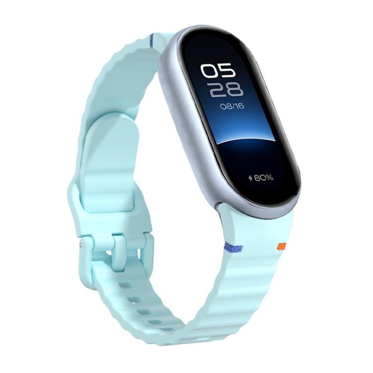 For Xiaomi Smart Band 10 / 9 / 8 Wavy Grain Stitched Silicone Watch Band