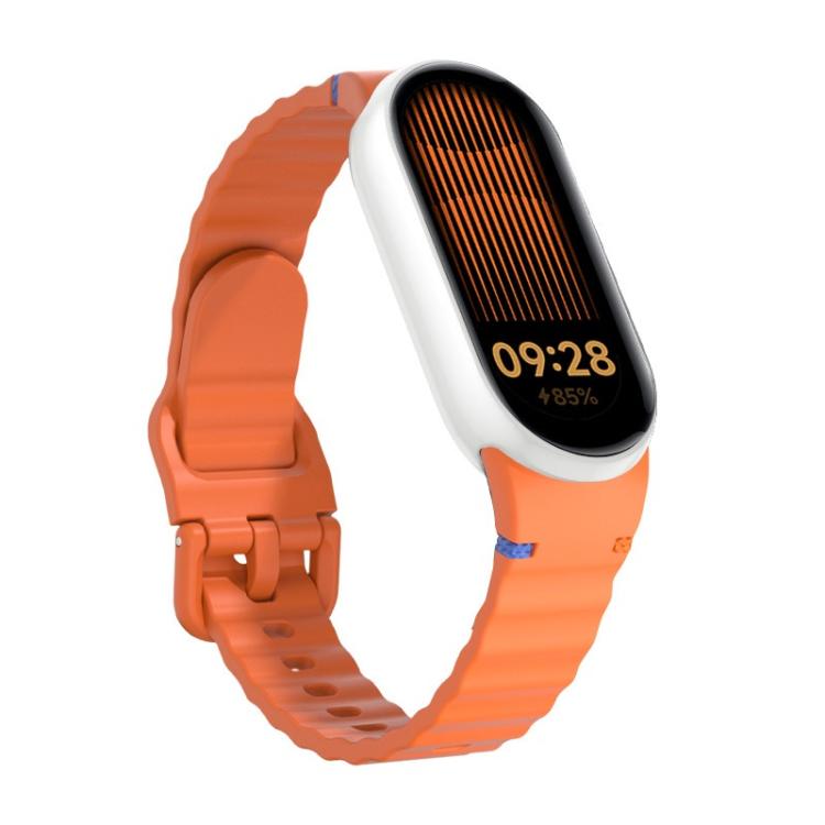 For Xiaomi Smart Band 10 / 9 / 8 Wavy Grain Stitched Silicone Watch Band