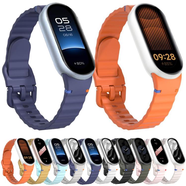 For Xiaomi Smart Band 10 / 9 / 8 Wavy Grain Stitched Silicone Watch Band