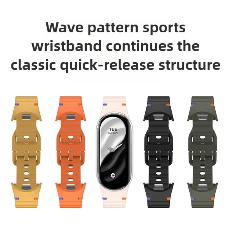 For Xiaomi Smart Band 10 / 9 / 8 Wavy Grain Stitched Silicone Watch Band