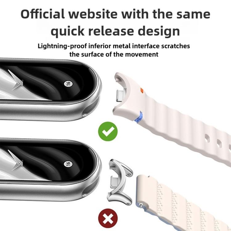 For Xiaomi Smart Band 10 / 9 / 8 Wavy Grain Stitched Silicone Watch Band