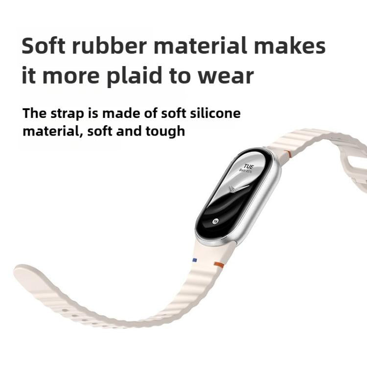 For Xiaomi Smart Band 10 / 9 / 8 Wavy Grain Stitched Silicone Watch Band