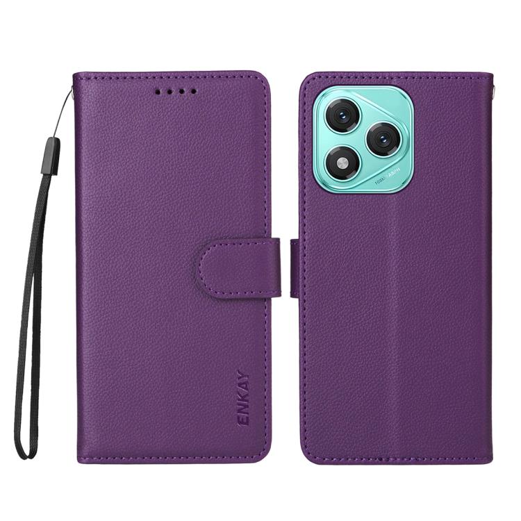 For Honor 400 Lite ENKAY RFID Blocking Wallet Kickstand Litchi Texture Leather Phone Case