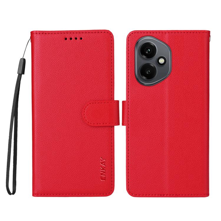 For Honor 400 Global 156.5mm ENKAY RFID Blocking Wallet Kickstand Litchi Texture Leather Phone Case