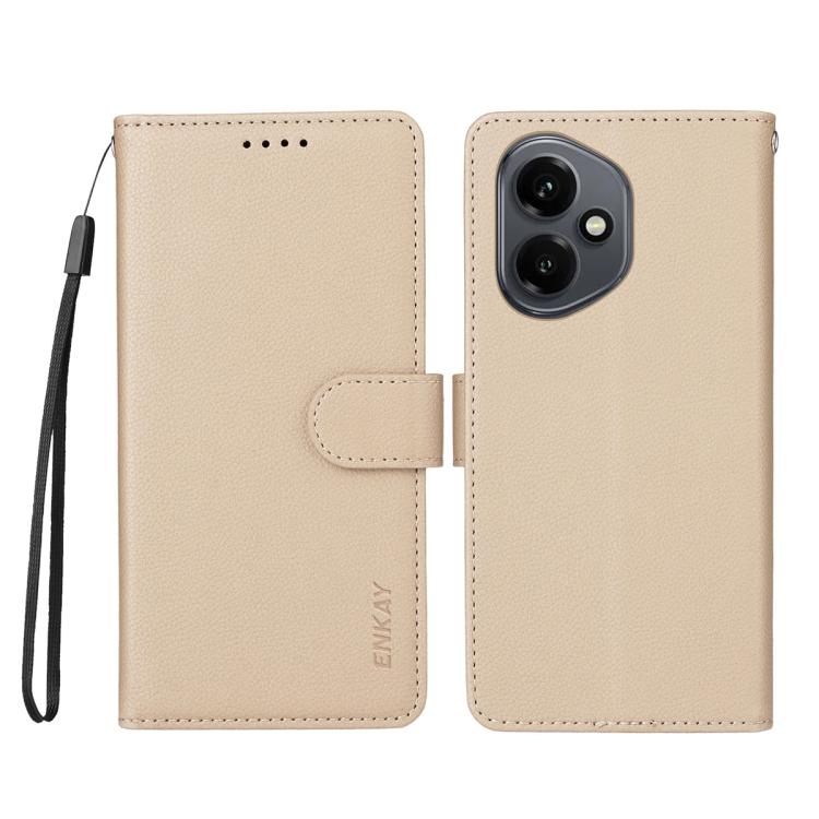 For Honor 400 Global 156.5mm ENKAY RFID Blocking Wallet Kickstand Litchi Texture Leather Phone Case