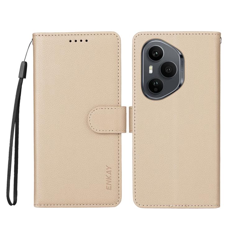 For Honor 400 Pro Global 160.8mm ENKAY RFID Blocking Wallet Kickstand Litchi Texture Leather Phone Case