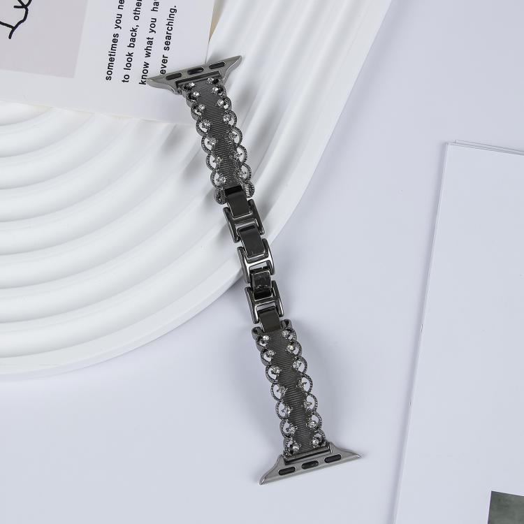 For Apple Watch 42mm / 41mm / 40mm / 38mm Lace Edged Diamond Alloy Metal Watch Band