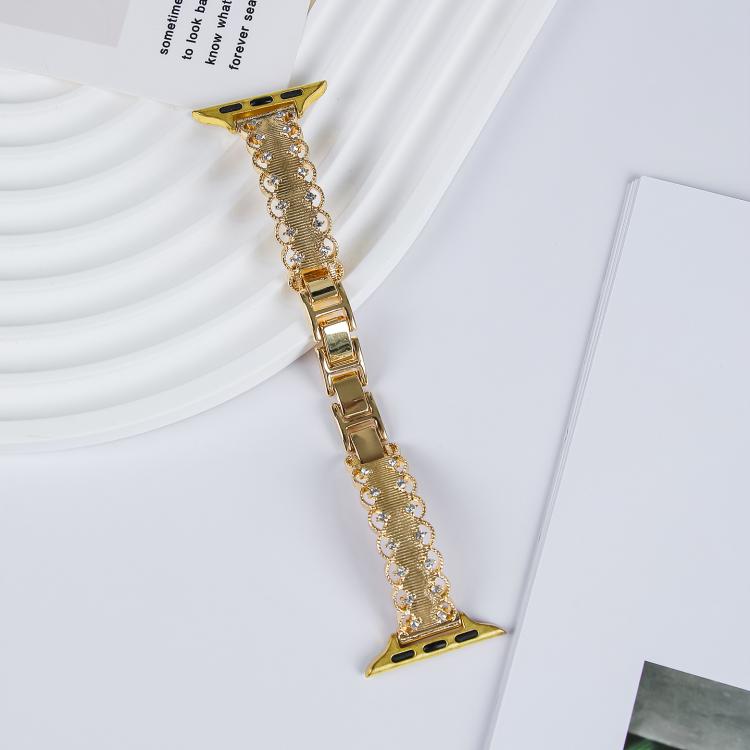For Apple Watch 42mm / 41mm / 40mm / 38mm Lace Edged Diamond Alloy Metal Watch Band