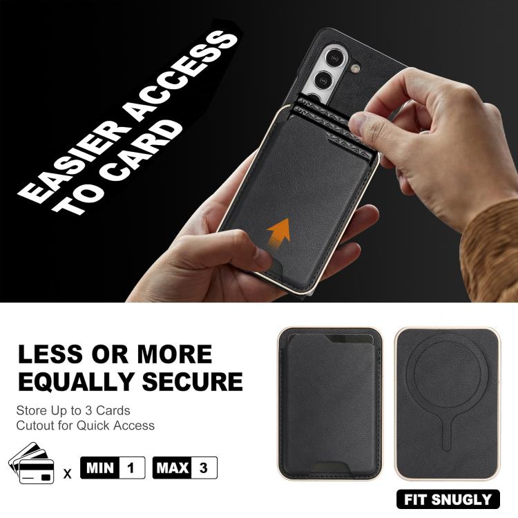 For Samsung Galaxy Z Fold7 5G Kalebol Slim MagSafe Ring Magnetic Card Bag Side Sticker Leather Phone Case