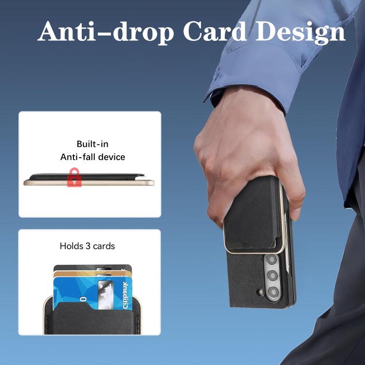 For Samsung Galaxy Z Fold7 5G Kalebol Slim MagSafe Ring Magnetic Card Bag Side Sticker Leather Phone Case