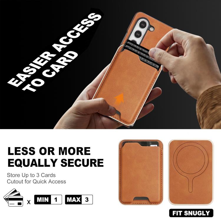 For Samsung Galaxy Z Fold7 5G Kalebol Slim MagSafe Ring Magnetic Card Bag Side Sticker Leather Phone Case