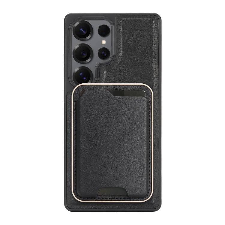 For Samsung Galaxy S25 Ultra 5G Kalebol Slim MagSafe Ring Magnetic Card Bag Side Sticker Leather Phone Case