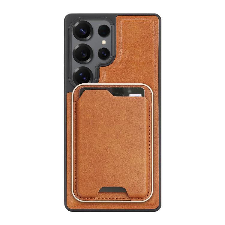 For Samsung Galaxy S25 Ultra 5G Kalebol Slim MagSafe Ring Magnetic Card Bag Side Sticker Leather Phone Case