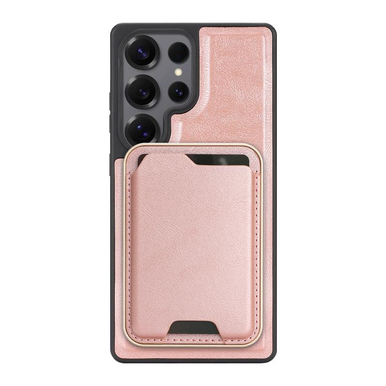 For Samsung Galaxy S25 Ultra 5G Kalebol Slim MagSafe Ring Magnetic Card Bag Side Sticker Leather Phone Case