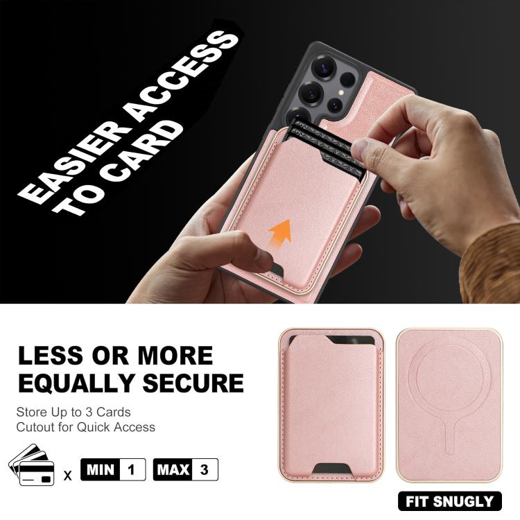 For Samsung Galaxy S25 Ultra 5G Kalebol Slim MagSafe Ring Magnetic Card Bag Side Sticker Leather Phone Case