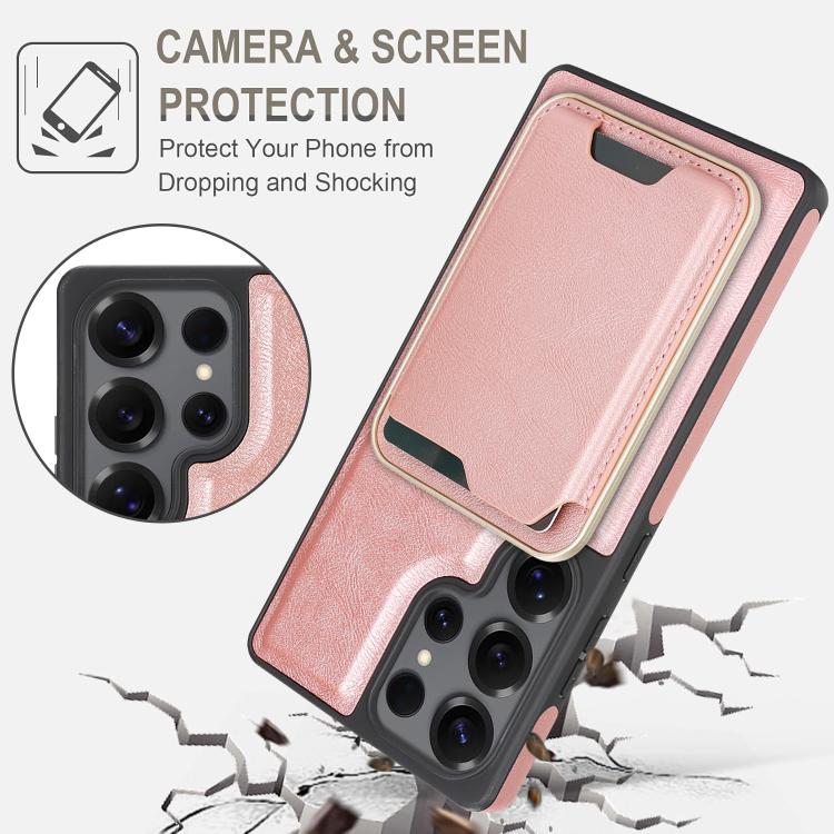 For Samsung Galaxy S25 Ultra 5G Kalebol Slim MagSafe Ring Magnetic Card Bag Side Sticker Leather Phone Case