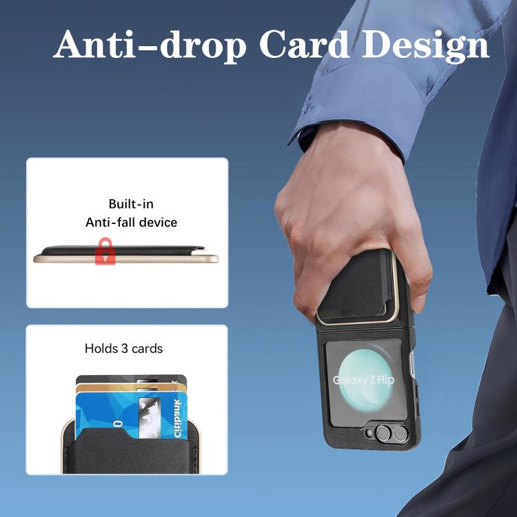 For Samsung Galaxy Z Flip7 FE / Flip6 Kalebol Slim MagSafe Ring Magnetic Card Bag Side Sticker Leather Phone Case