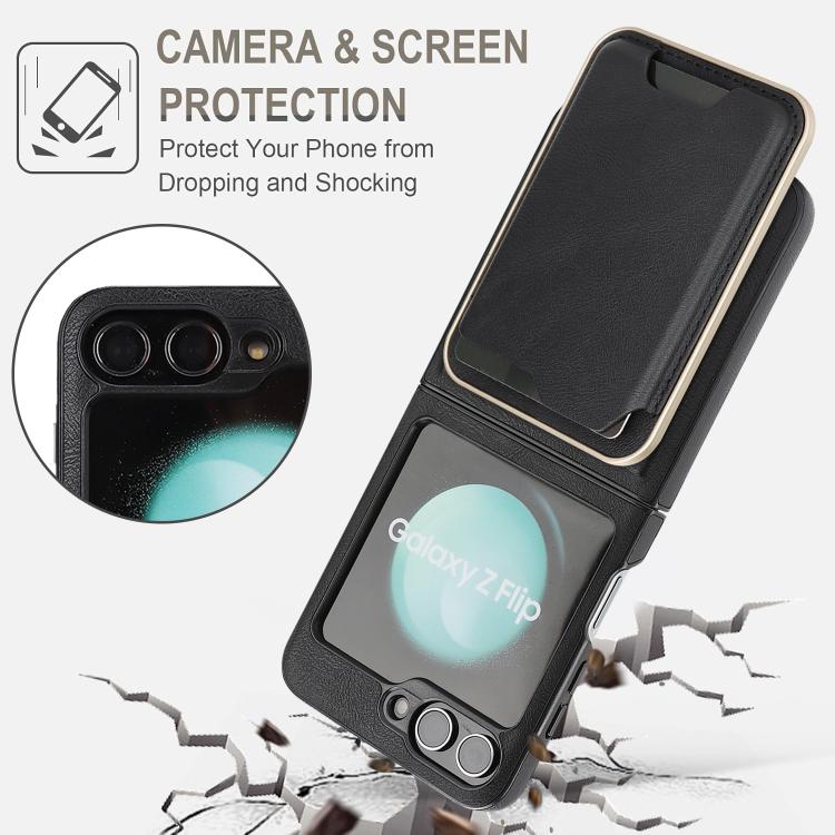 For Samsung Galaxy Z Flip7 FE / Flip6 Kalebol Slim MagSafe Ring Magnetic Card Bag Side Sticker Leather Phone Case