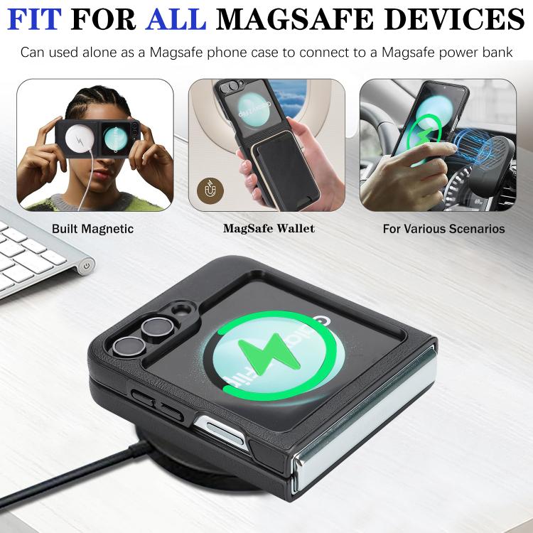 For Samsung Galaxy Z Flip7 FE / Flip6 Kalebol Slim MagSafe Ring Magnetic Card Bag Side Sticker Leather Phone Case