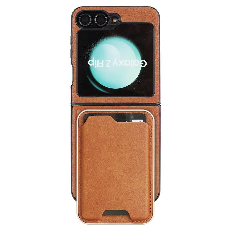 For Samsung Galaxy Z Flip7 FE / Flip6 Kalebol Slim MagSafe Ring Magnetic Card Bag Side Sticker Leather Phone Case