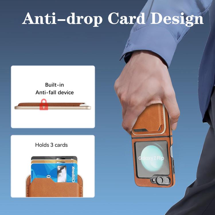 For Samsung Galaxy Z Flip7 FE / Flip6 Kalebol Slim MagSafe Ring Magnetic Card Bag Side Sticker Leather Phone Case