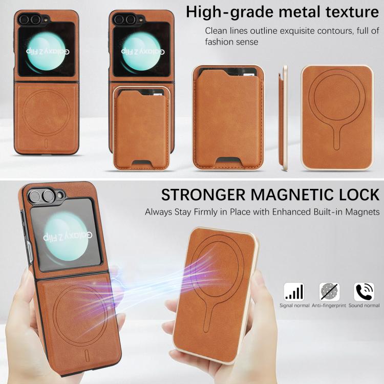 For Samsung Galaxy Z Flip7 FE / Flip6 Kalebol Slim MagSafe Ring Magnetic Card Bag Side Sticker Leather Phone Case