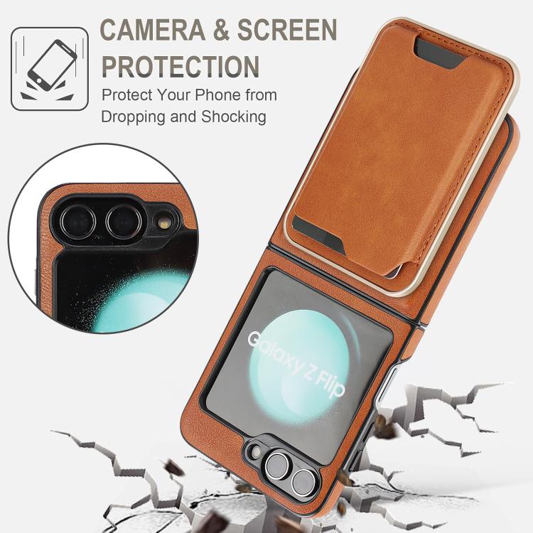 For Samsung Galaxy Z Flip7 FE / Flip6 Kalebol Slim MagSafe Ring Magnetic Card Bag Side Sticker Leather Phone Case