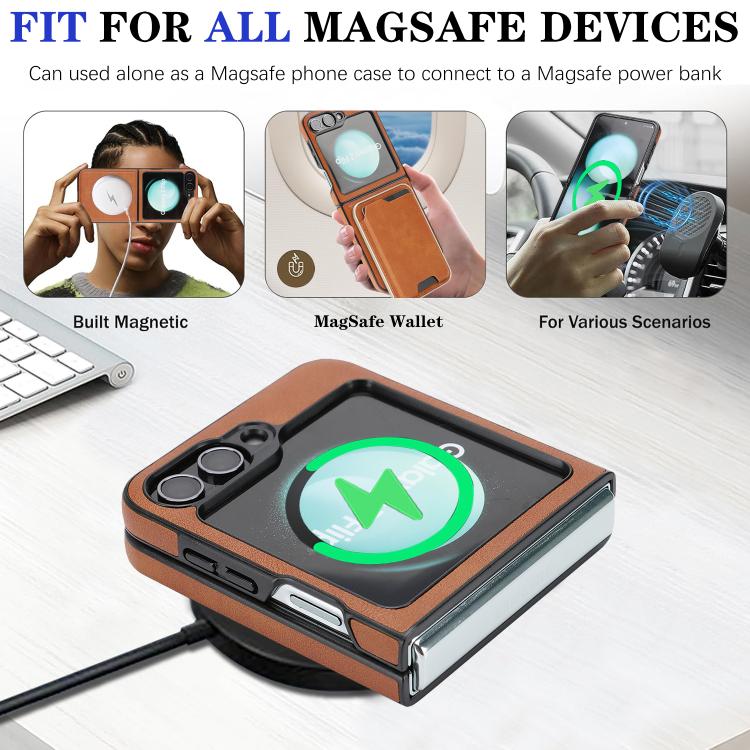 For Samsung Galaxy Z Flip7 FE / Flip6 Kalebol Slim MagSafe Ring Magnetic Card Bag Side Sticker Leather Phone Case