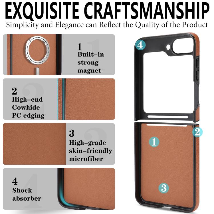 For Samsung Galaxy Z Flip7 FE / Flip6 Kalebol Slim MagSafe Ring Magnetic Card Bag Side Sticker Leather Phone Case