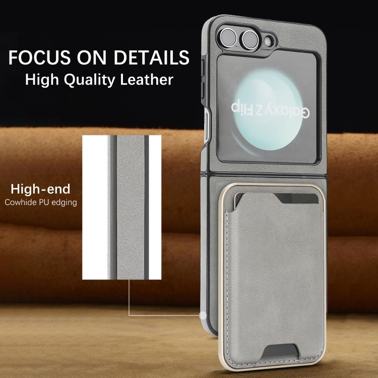 For Samsung Galaxy Z Flip7 FE / Flip6 Kalebol Slim MagSafe Ring Magnetic Card Bag Side Sticker Leather Phone Case