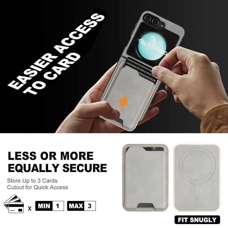 For Samsung Galaxy Z Flip7 FE / Flip6 Kalebol Slim MagSafe Ring Magnetic Card Bag Side Sticker Leather Phone Case