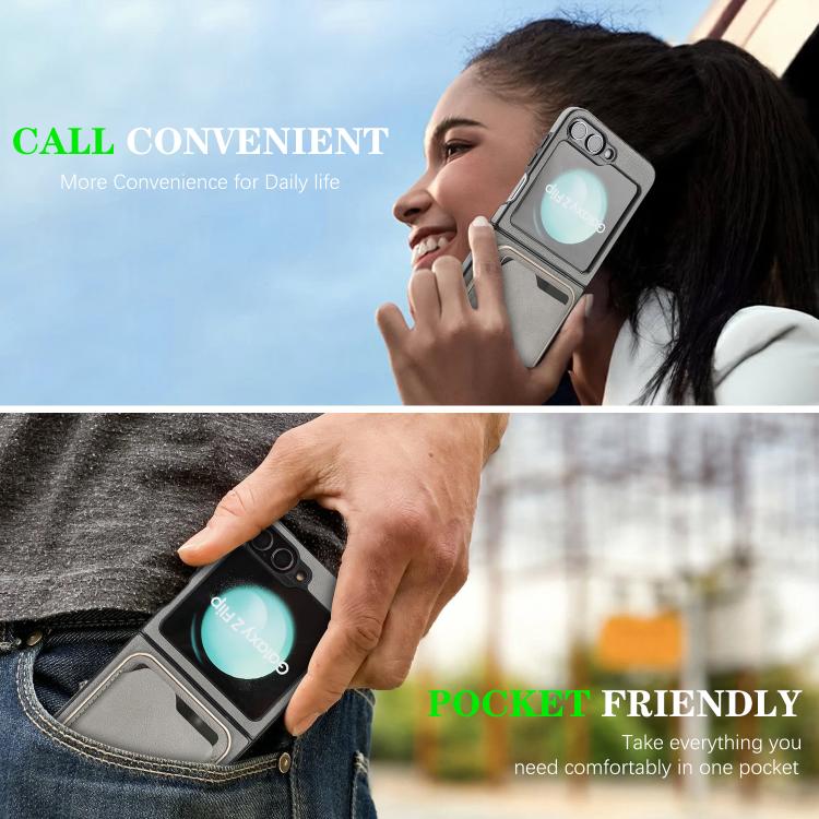 For Samsung Galaxy Z Flip7 FE / Flip6 Kalebol Slim MagSafe Ring Magnetic Card Bag Side Sticker Leather Phone Case