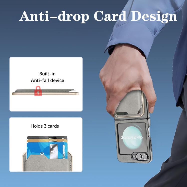 For Samsung Galaxy Z Flip7 FE / Flip6 Kalebol Slim MagSafe Ring Magnetic Card Bag Side Sticker Leather Phone Case