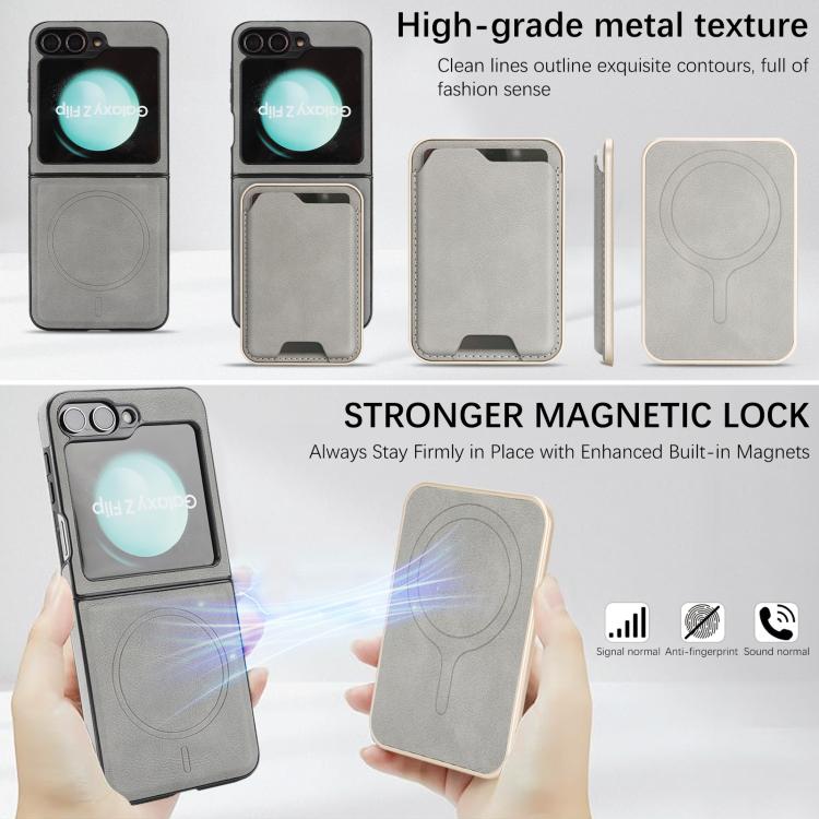 For Samsung Galaxy Z Flip7 FE / Flip6 Kalebol Slim MagSafe Ring Magnetic Card Bag Side Sticker Leather Phone Case