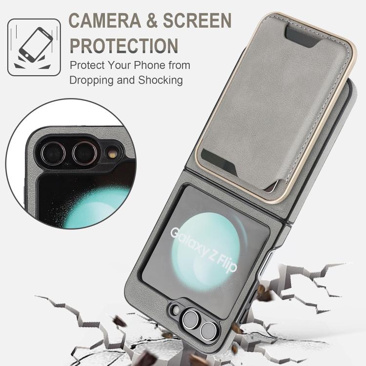 For Samsung Galaxy Z Flip7 FE / Flip6 Kalebol Slim MagSafe Ring Magnetic Card Bag Side Sticker Leather Phone Case